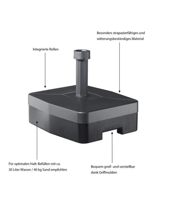 Beo Kunststoff Schirmständer Mit Rollen, 30 Liter, Ca. B41/H40/T49 Cm 2 Beo Kunststoff Schirmständer Mit Rollen, 30 Liter, Ca. B41/H40/T49 Cm – Bild 2