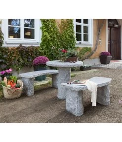 Dehner Granit-Gartenbank, Gebogen, 2-Sitzer -Mobelgarten Verkauf 2741668 2741676 WE MO 001 GranitTischRundGartenbank