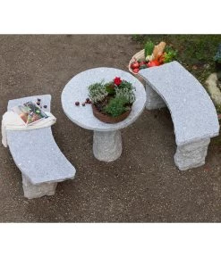 Dehner Granit-Gartenbank, Gebogen, 2-Sitzer -Mobelgarten Verkauf 2741668 2741676 WE MO 002 GranitTischRundGartenbank