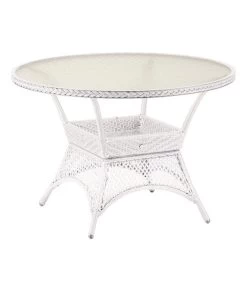 Best Alu-Korbtisch Madelene, Rund, Weiss, Ca. Ø110/H73 Cm