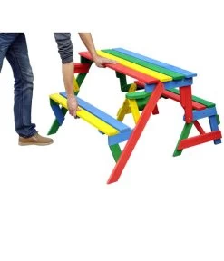 Habau Kinder Picknickbank Bunt, 100 X 50 X 62 Cm -Mobelgarten Verkauf 4031100 WE FS 005 KinderPicknickbank