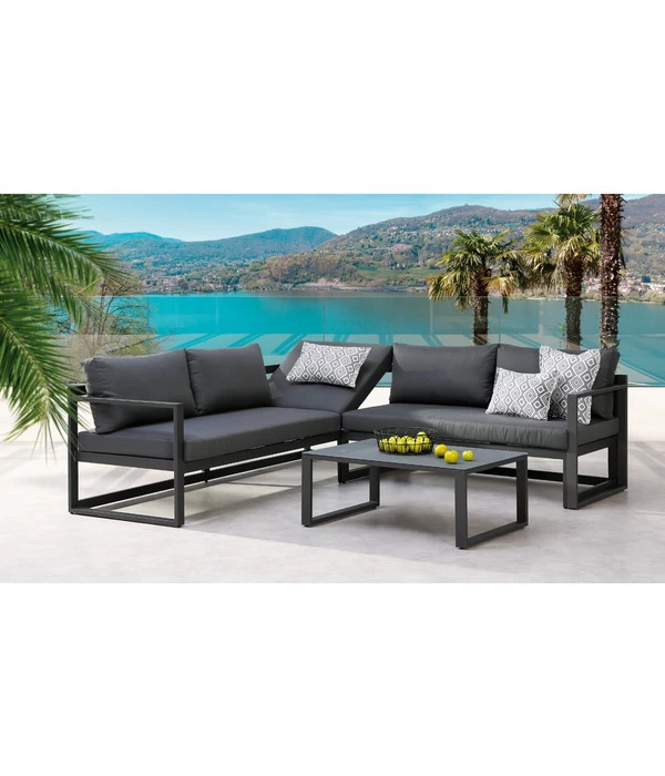 Best Loungegruppe Rhodos, Aluminium, Anthrazit, 3-teilig 1 Best Loungegruppe Rhodos, Aluminium, Anthrazit, 3-teilig