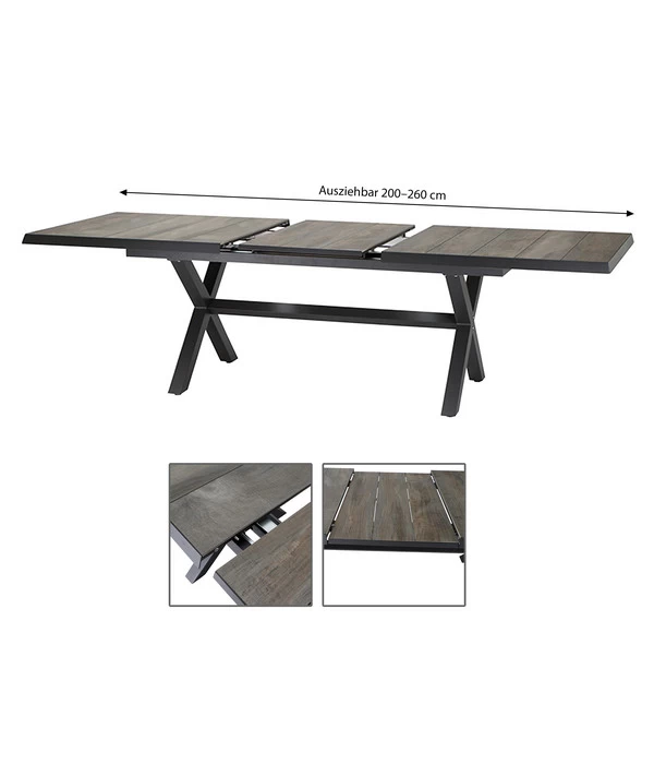 Siena Garden Ausziehtisch Sincro, Ca, 200-260/H74/T100 Cm 2 Siena Garden Ausziehtisch Sincro, Ca, 200-260/H74/T100 Cm – Bild 2