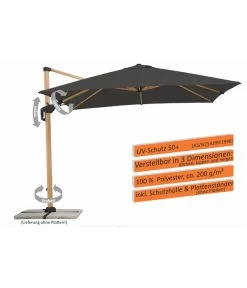 Schneider Ampelschirm Rhodos Twist Woody, Anthrazit, Rechteckig, Ca. B300/T360 Cm -Mobelgarten Verkauf 4355640 WE DE 003 RhodosTwistWoody