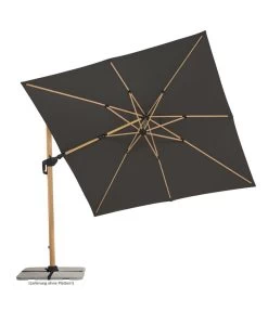 Schneider Ampelschirm Rhodos Twist Woody, Anthrazit, Rechteckig, Ca. B300/T360 Cm