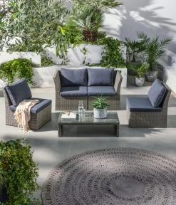 Dehner Geflecht-Lounge Rom, 4-teilig -Mobelgarten Verkauf 4407334 WE MO 001 DehnerGeflechtLoungeRomNEU