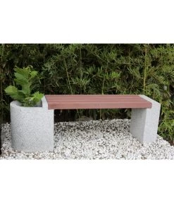 Dehner Granit-Gartenbank, Ca. B145/H45/T35 Cm, Grau/braun -Mobelgarten Verkauf 4451605 WE MO 001 DehnerGranitGartenBankMitWPCBepflanzkasten