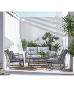 Dehner Geflechtlounge Santos, 4-teilig -Mobelgarten Verkauf 6875074 WE MO 001 LoungeSantosNEU