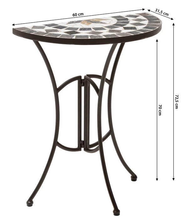 Dehner Mosaiktisch Diana Halbrund, Ca. B60/H72,5/T31,5 Cm 3 Dehner Mosaiktisch Diana Halbrund, Ca. B60/H72,5/T31,5 Cm – Bild 3