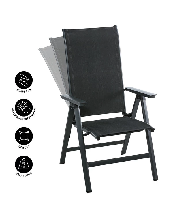 Dehner Klappsessel Cleveland, Dunkelgrau 5 Dehner Klappsessel Cleveland, Dunkelgrau – Bild 5